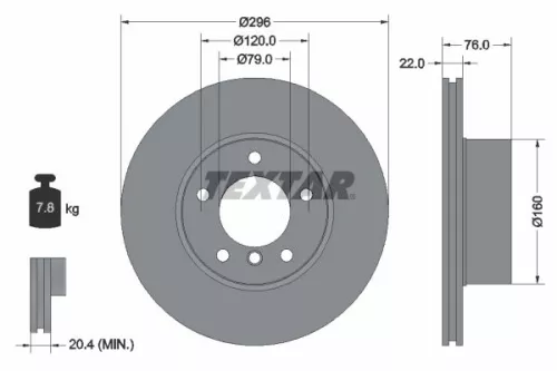 1x TEXTAR 92075005 Brake Disc