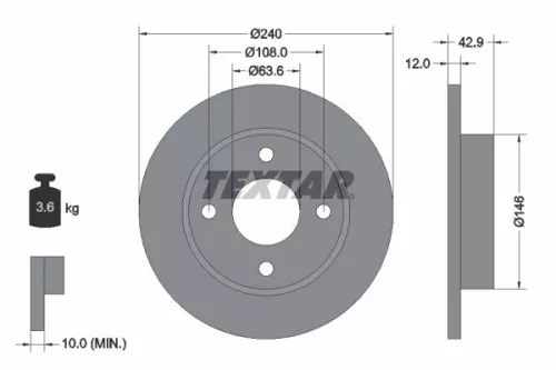 TEXTAR TEXTAR (92075303) 1x  TEXTAR Brake Disc 