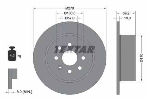 TEXTAR TEXTAR 92075503 1x TEXTAR 92075503 Brake Disc 