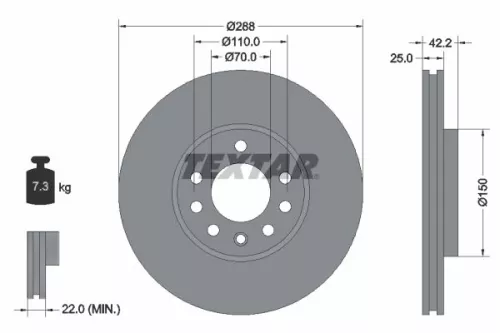 TEXTAR TEXTAR 92075603 1x TEXTAR 92075603 Brake Disc 