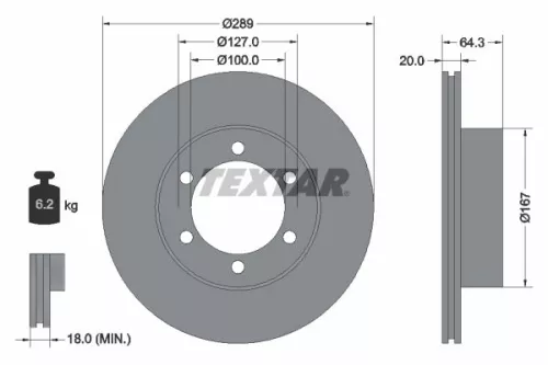TEXTAR TEXTAR 92076300 1x TEXTAR 92076300 Brake Disc 