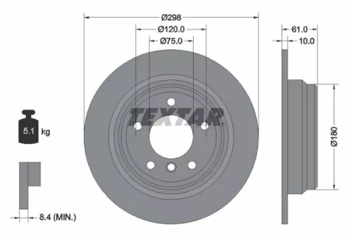 1x TEXTAR 92076603 Brake Disc