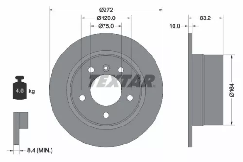 TEXTAR TEXTAR (92076703) 1x  TEXTAR Brake Disc 