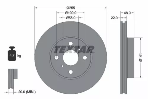 1x  TEXTAR Brake Disc