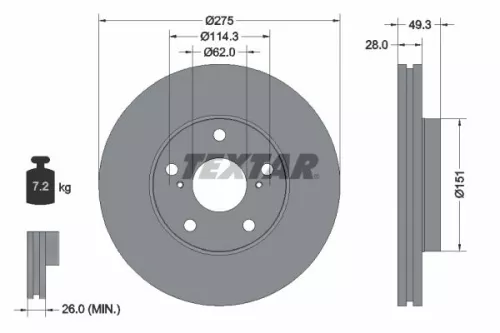 TEXTAR TEXTAR (92077703) 1x  TEXTAR Brake Disc 