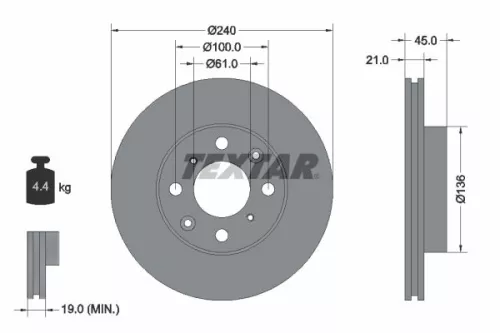 1x TEXTAR 92077800 Brake Disc