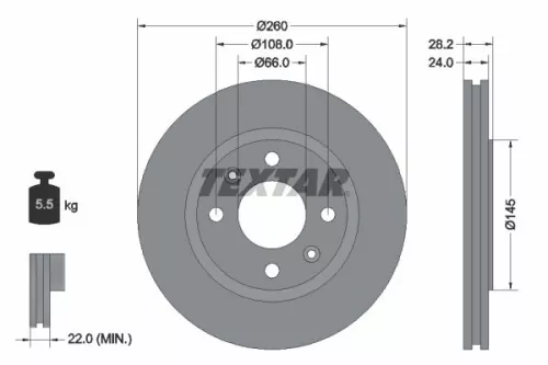 1x  TEXTAR Brake Disc 92078603 260