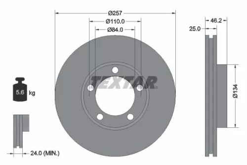 1x TEXTAR 92080300 Brake Disc