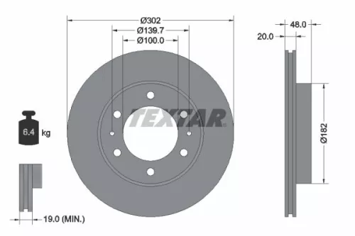 1x TEXTAR 92080400 Brake Disc