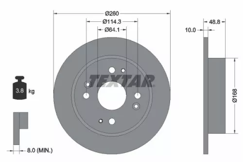 1x  TEXTAR Brake Disc 92081700 260