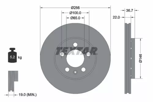 1x  TEXTAR Brake Disc 92082205 256