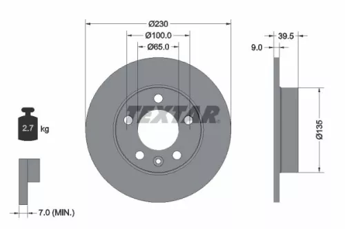 TEXTAR TEXTAR (92082503) 1x  TEXTAR Brake Disc 92082503 230 