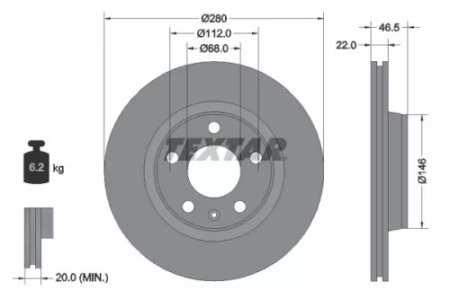 1x  TEXTAR Brake Disc 92083505 280