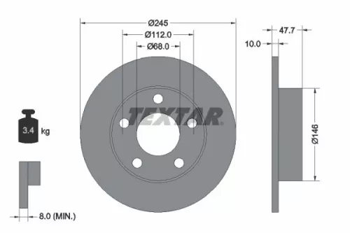 1x  TEXTAR Brake Disc 92088503 245