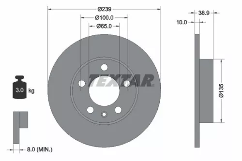 TEXTAR TEXTAR 92088700 1x TEXTAR 92088700 Brake Disc 