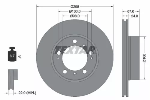 TEXTAR TEXTAR 92088803 1x TEXTAR 92088803 Brake Disc 