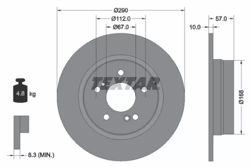 TEXTAR TEXTAR 92089000 1x TEXTAR 92089000 Brake Disc 