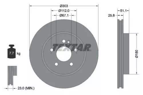 1x  TEXTAR Brake Disc