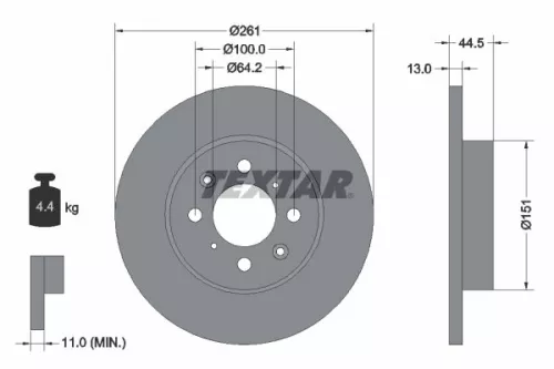 TEXTAR TEXTAR 92090100 1x TEXTAR 92090100 Brake Disc 