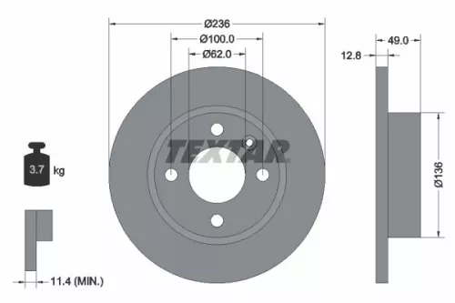 1x TEXTAR 92090400 Brake Disc