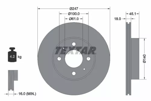 TEXTAR TEXTAR 92091000 1x TEXTAR 92091000 Brake Disc 
