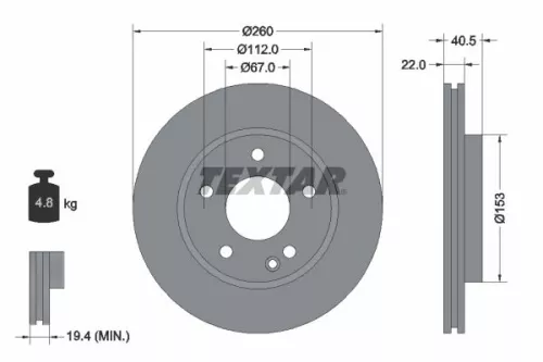 1x  TEXTAR Brake Disc 92091303 260