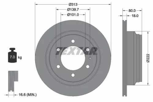 TEXTAR TEXTAR 92091600 1x TEXTAR 92091600 Brake Disc 