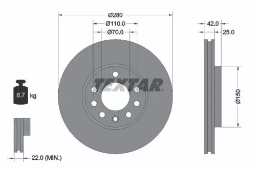 TEXTAR TEXTAR 92091903 1x TEXTAR 92091903 Brake Disc 