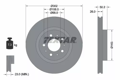 1x  TEXTAR Brake Disc 92092300 302