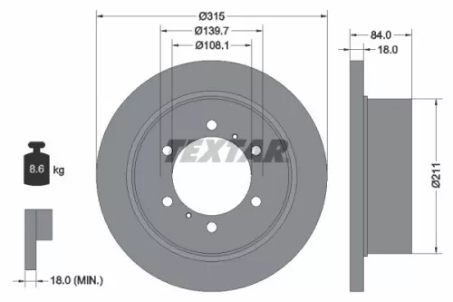 1x TEXTAR 92093100 Brake Disc