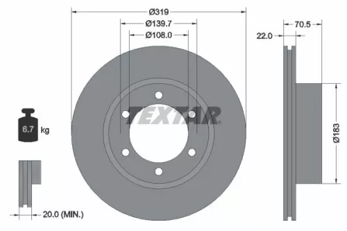 1x TEXTAR 92093300 Brake Disc