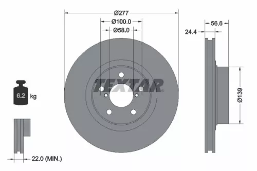TEXTAR TEXTAR (92094603) 1x  TEXTAR Brake Disc 