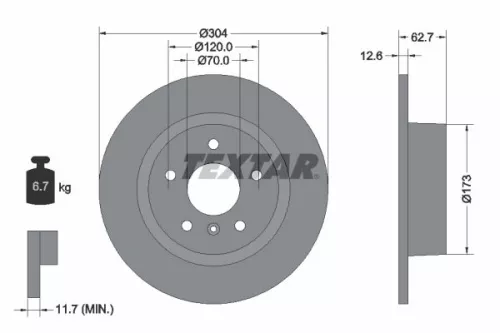 1x TEXTAR 92095203 Brake Disc