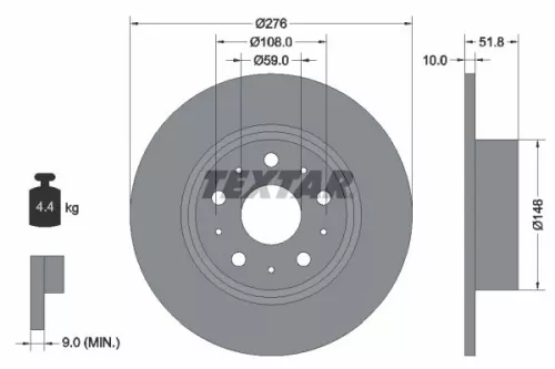 TEXTAR TEXTAR 92095300 1x TEXTAR 92095300 Brake Disc 