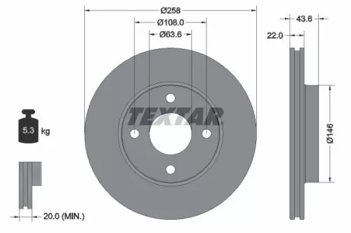 1x  TEXTAR Brake Disc 92096203 258