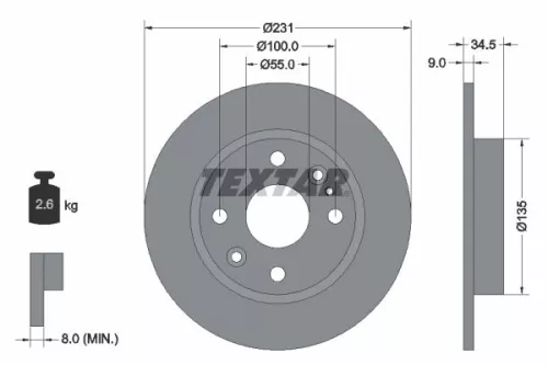 TEXTAR TEXTAR 92096600 1x TEXTAR 92096600 Brake Disc 
