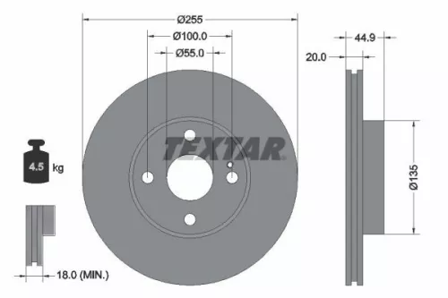 1x TEXTAR 92096800 Brake Disc