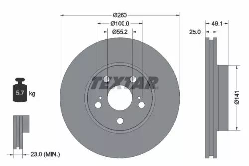 1x  TEXTAR Brake Disc