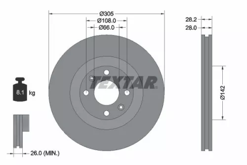 1x TEXTAR 92097103 Brake Disc
