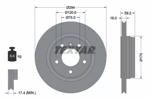 1x  TEXTAR Brake Disc