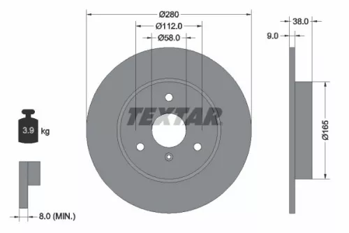 TEXTAR TEXTAR 92097603 1x TEXTAR 92097603 Brake Disc 