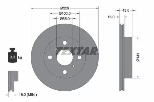 TEXTAR TEXTAR 92097900 1x TEXTAR 92097900 Brake Disc 