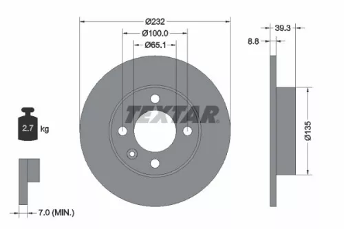 1x TEXTAR 92098203 Brake Disc