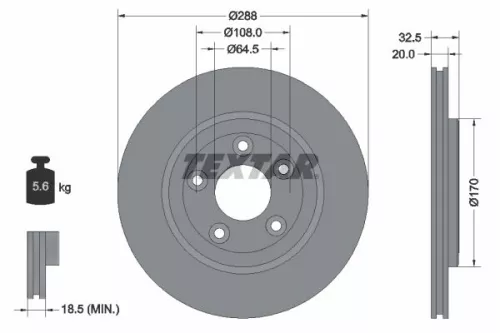TEXTAR TEXTAR (92099100) 1x  TEXTAR Brake Disc 
