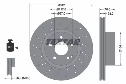 TEXTAR TEXTAR 92099305 1x TEXTAR 92099305 Brake Disc 