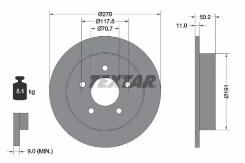 TEXTAR TEXTAR 92099800 1x TEXTAR 92099800 Brake Disc 