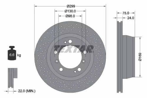 1x TEXTAR 92100107 Brake Disc