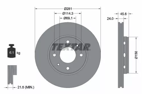 1x  TEXTAR Brake Disc