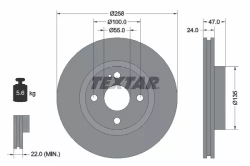 TEXTAR TEXTAR (92103100) 1x  TEXTAR Brake Disc 