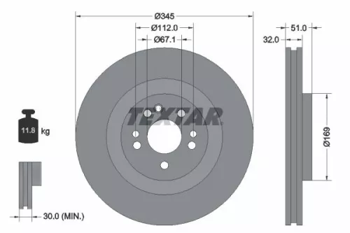 1x TEXTAR 92103205 Brake Disc